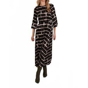 NEW TRAFFIC PEOPLE millie trumpet sleeve dress in black/white